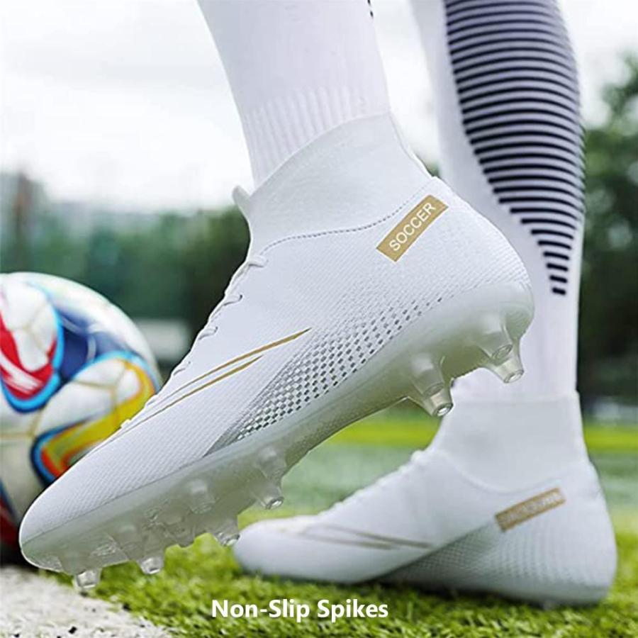 世界の Men´s Football Cleats with High-Top Non-Slip Spikes Ankle Supports Indoor O