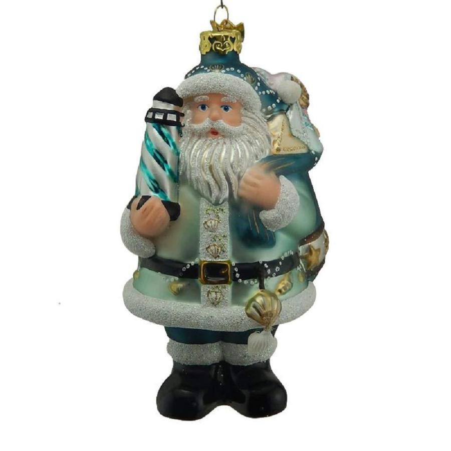 スプリングフェア Noble Gems Nautical Santa Glass Christmas Ornament NB1487 New