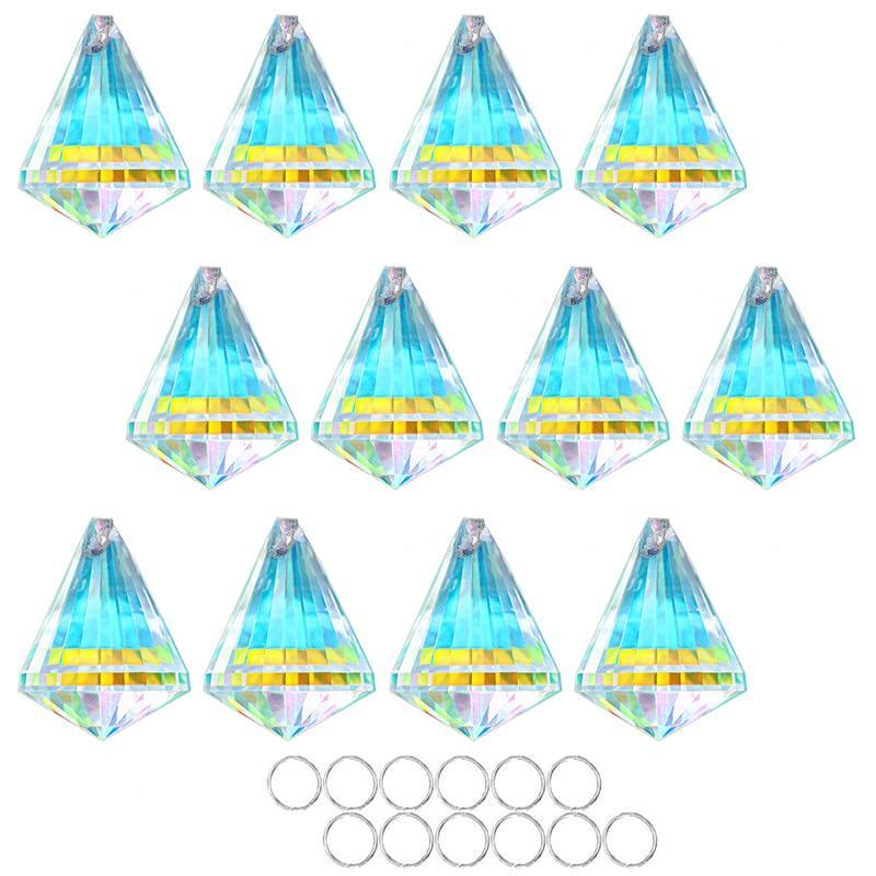 取引企業は交渉注視 12pcs 38mm Crystal Faceted Prism Suncatcher Window Hanging AB Colored Cryst