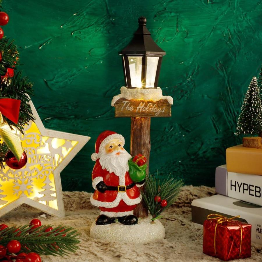 サマーセール Prsildan Christmas Indoor Decorations， LED Lights Santa Claus Lamppost Tabl