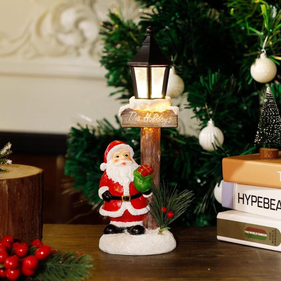 サマーセール Prsildan Christmas Indoor Decorations， LED Lights Santa Claus Lamppost Tabl