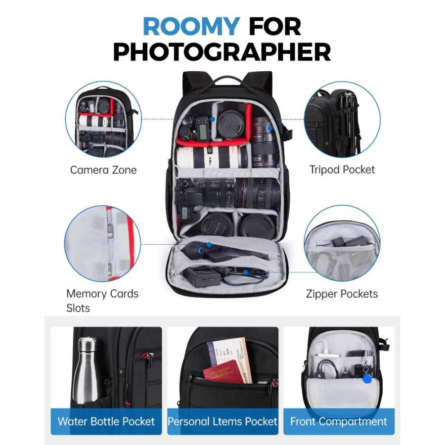 BAGSMART Camera Backpack, Expandable DSLR SLR Camera Bags for Photographers｜tactshop｜02