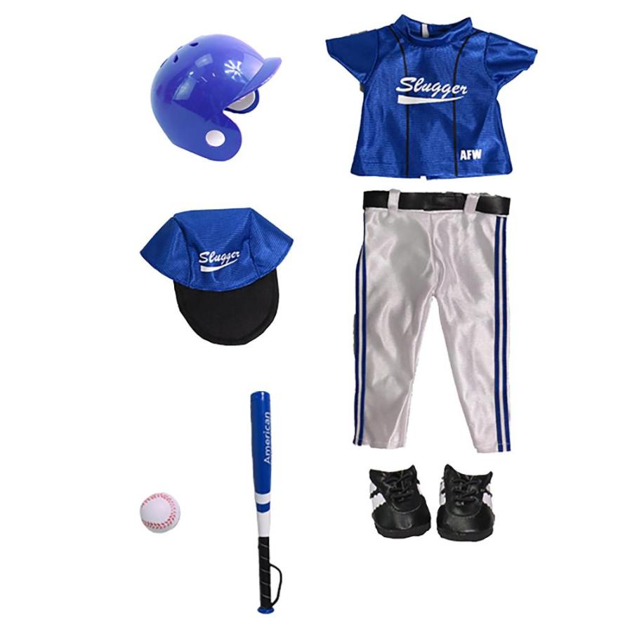 Blue Baseball Uniform 7pc for 18-Inch Dolls | Premium Quality & Trendy Desi｜tactshop｜02