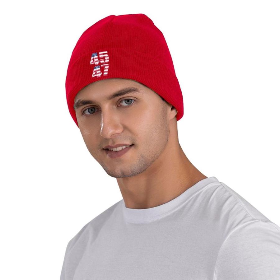 進化版 45 47 Trump 2024 Beanie Hat Skull Knit Warm Cap Women Men Soft Stretch for