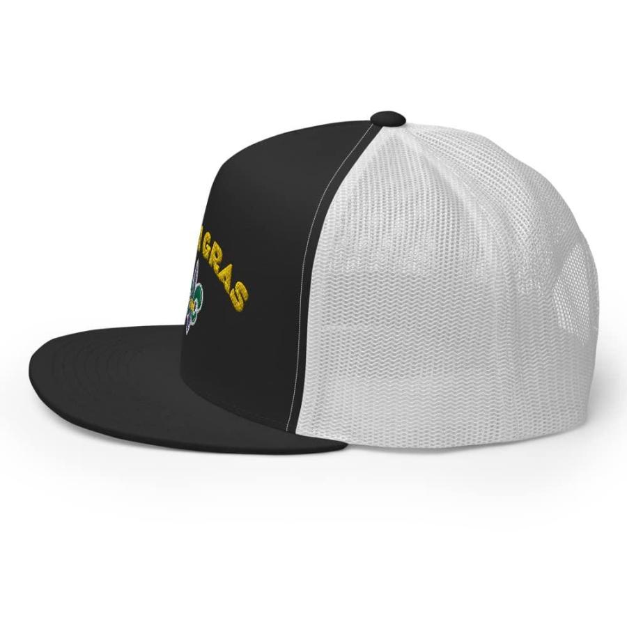 RIVEMUG Mardi Gras Fleur de Lis Embroidered Premium Trucker Hat Flat High C｜tactshop｜04