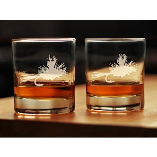 Fly Fishing - Whiskey Rocks Glasses - Set of 2 - Unique Flyfishing Themed G｜tactshop｜02