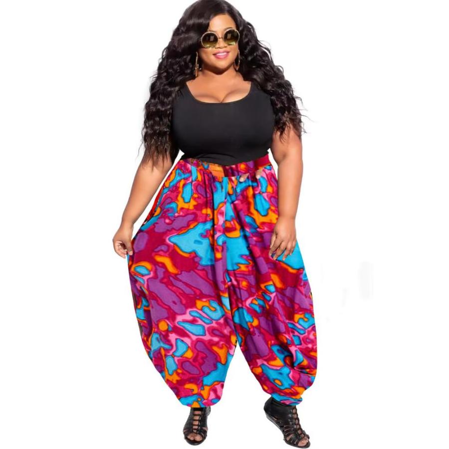 Acatmew Women African Print Harem Pats Casual Bohemian Loose High Waist Yog｜tactshop｜02