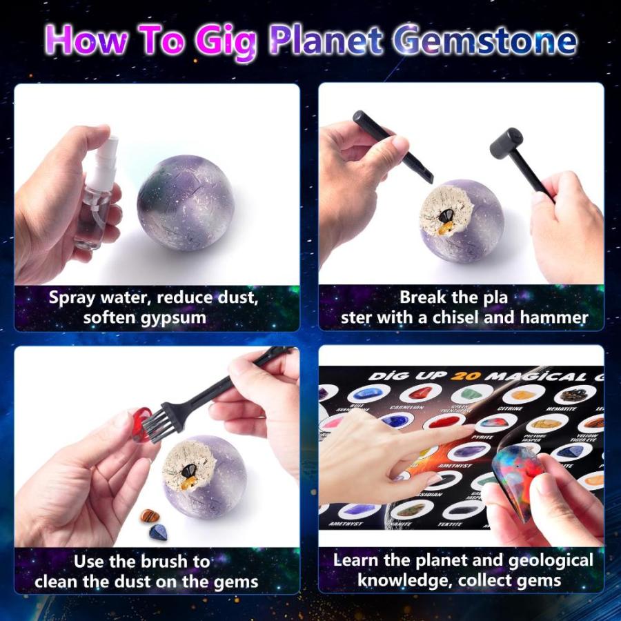 Gemstone Dig Kit Toys,Excavate 20 Gems from The Solar System STEM Education｜tactshop｜03