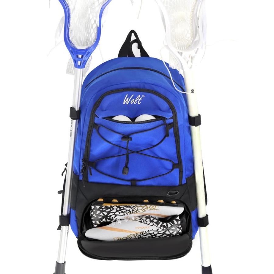 Turf Lacrosse バックパックバッグ 特大収納スペース ラクロスやフィールドホッケー用品を収納可能 スティックホルダー2個と
