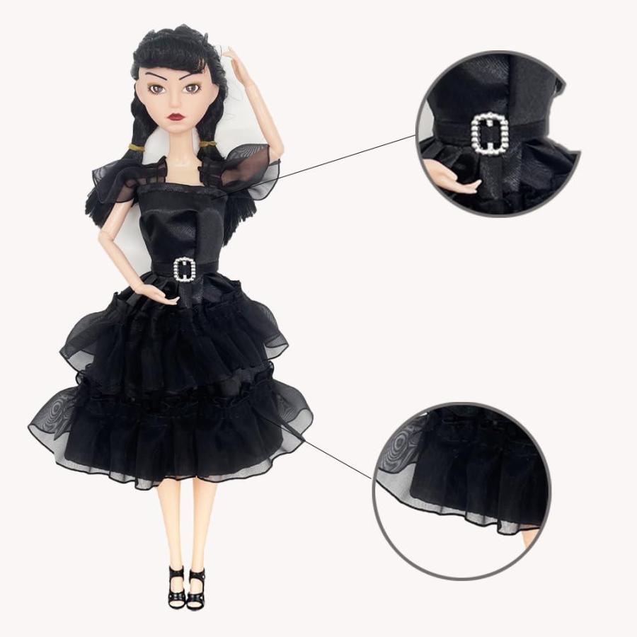本物の商品一覧 11.5 Inches Addams Dolls， Addams Toys with Black Dresses， Long Sleeve Dots，