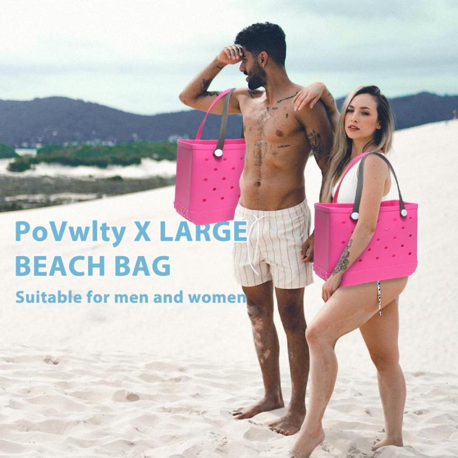 特別割引中 PoVwlty XL ラバービーチバッグ 男女兼用 大容量 トラベルバッグ ビーチトートバッグ ビーチ ボート プール用， レッド-ブラック