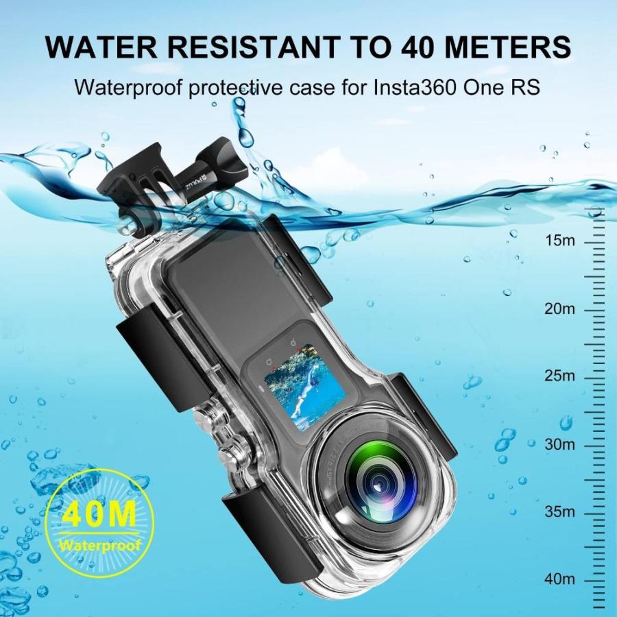Puluz ダイブケース Insta360 One RS 1インチ 360エディション 40m/131フィート 水中防水ハウジング カメラケース アク｜tactshop｜04