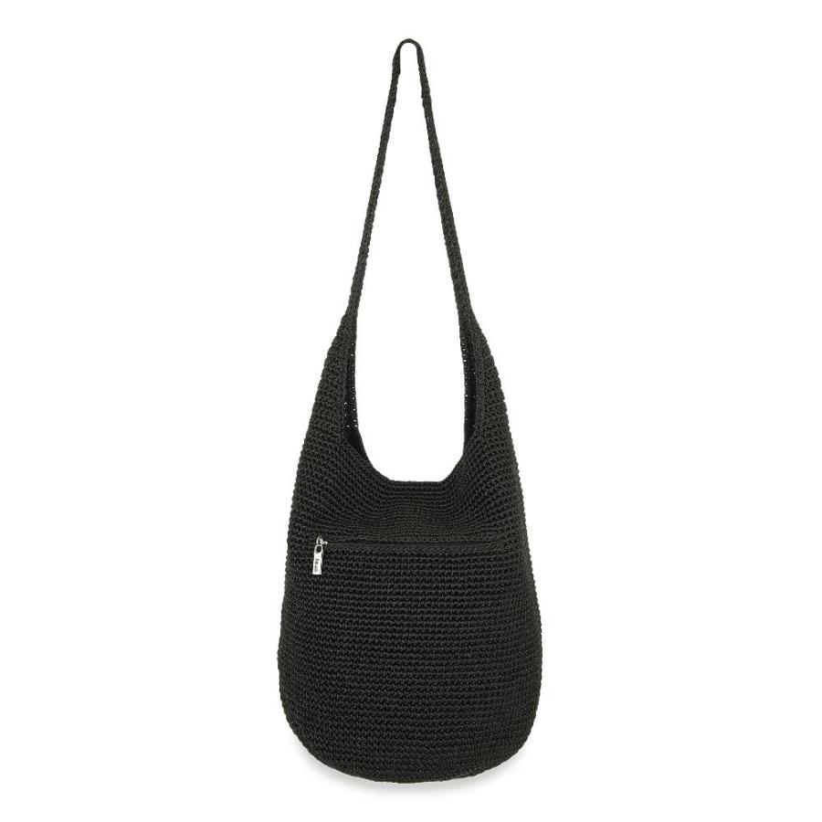 ホットディール The Sak 120 Hobo Bag in Crochet， Large Purse with Single Shoulder Strap， Bl