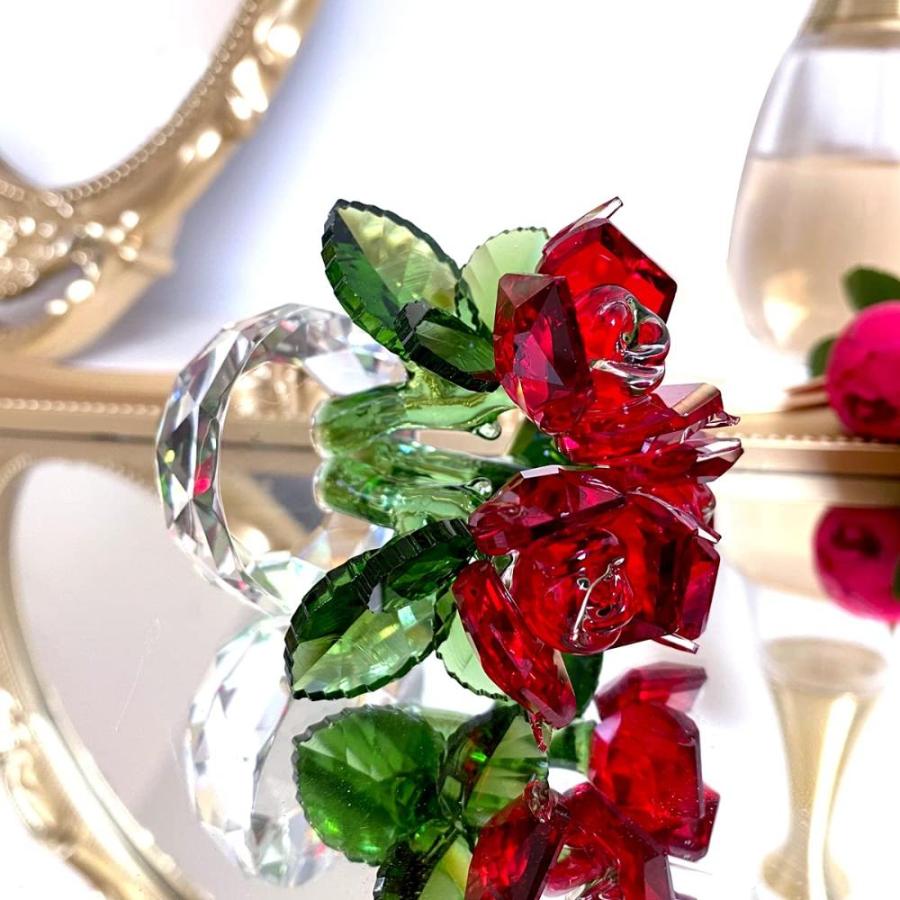 クリスタルガラス バラの花 置物 ガラス 色あせないブーケ 花 彫刻 家 車 オーナメント 装飾 ウェディング(レッド)｜tactshop｜04
