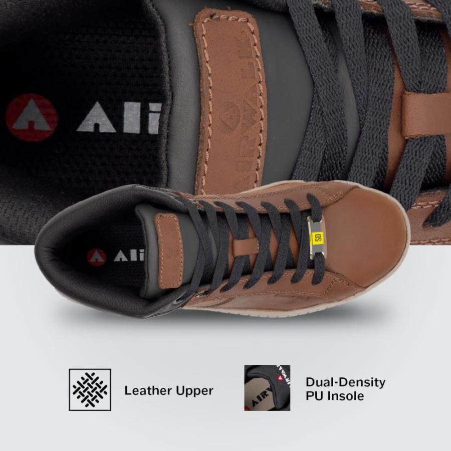 Airwalk Deuce Mid Top Composite Toe Men’s Industrial Work Shoes, Brown/Tan,｜tactshop｜05