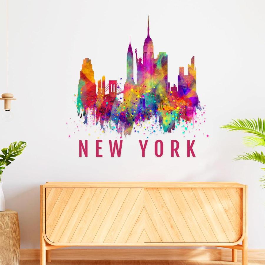 New York City Skyline Wall Sticker - Custom Color - Wall Decor - WM196. Rem｜tactshop｜03