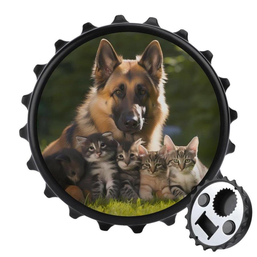 German Shepherd Dog Fridge Sticker with Bottle Opener Funny Beer Opener Ref