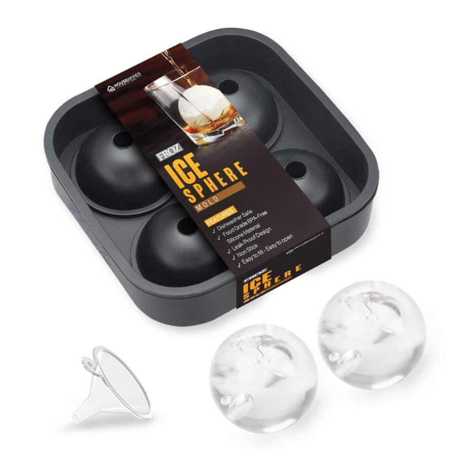Housewares Solutions 冷凍氷ボールメーカー, 食品グレードのシリコーン アイスモールドトレー 4 x 4.5cmボールの容｜tactshop｜02