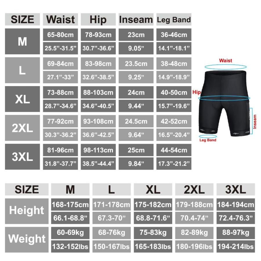 X-TIGER Bike Shorts for Men 5D Padded with 3 Pockets,Cycling Shorts Men Zip｜tactshop｜04