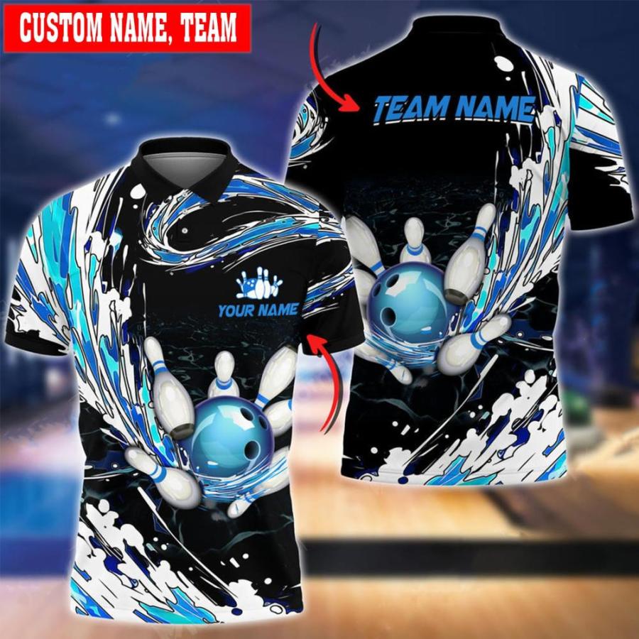 Personalized 3D Bowling Shirt for Men, Custom BowlingPolo Shirt, Bowling Sh｜tactshop｜02