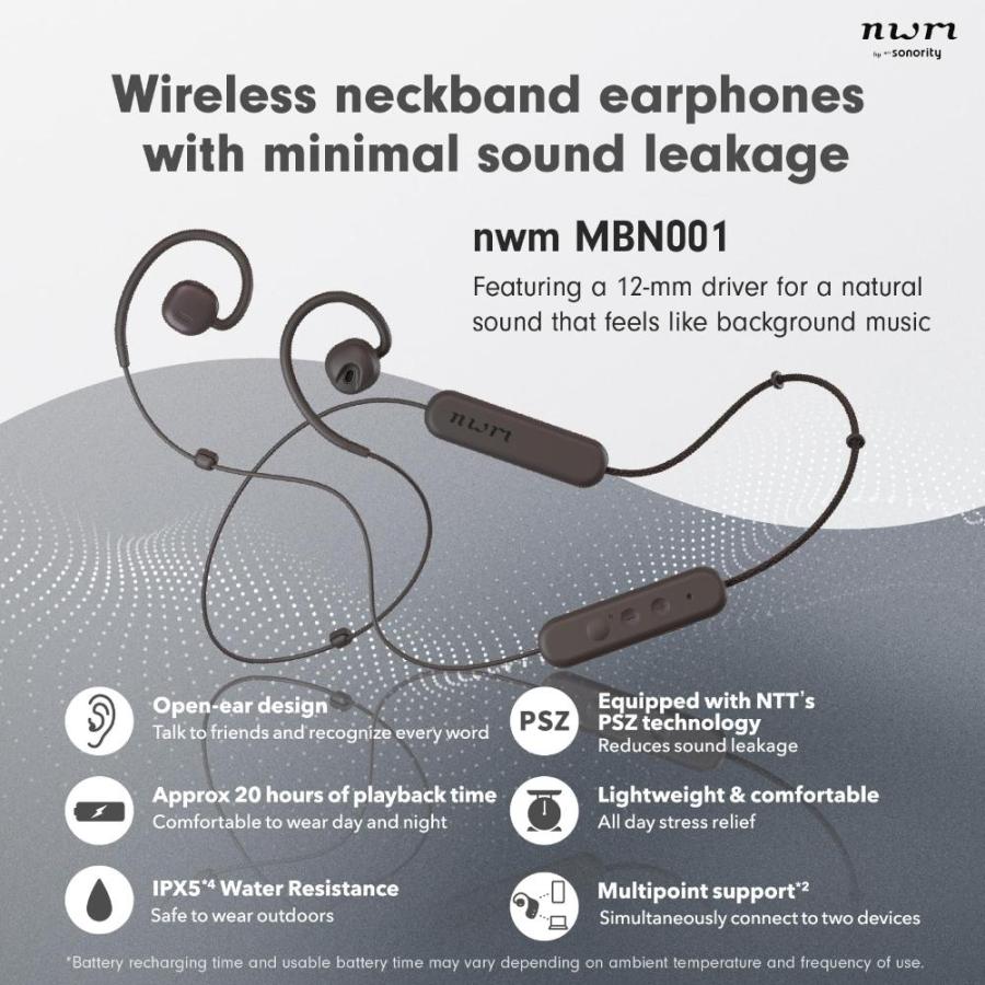 NTT sonority nwm オープンイヤー型イヤホン MBN001 nwm MBN001 オープンイヤー型 ネックバンドワイヤレス 耳