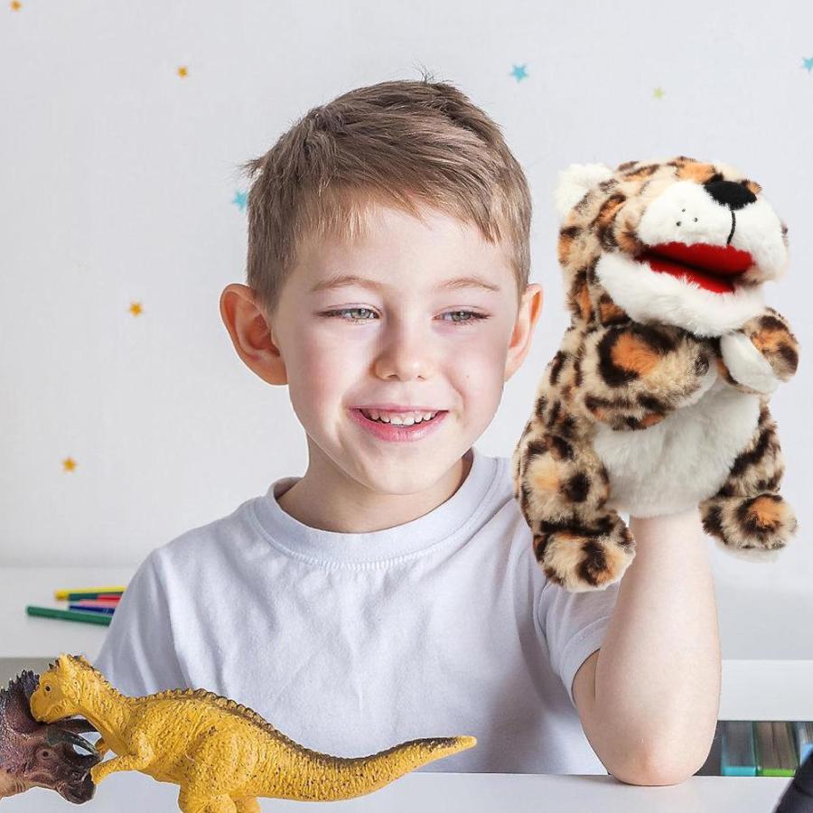 Cuteoy Plush Cheetah Hand Puppet Stuffed Animal Toy Open Movable Mouth Crea｜tactshop｜05