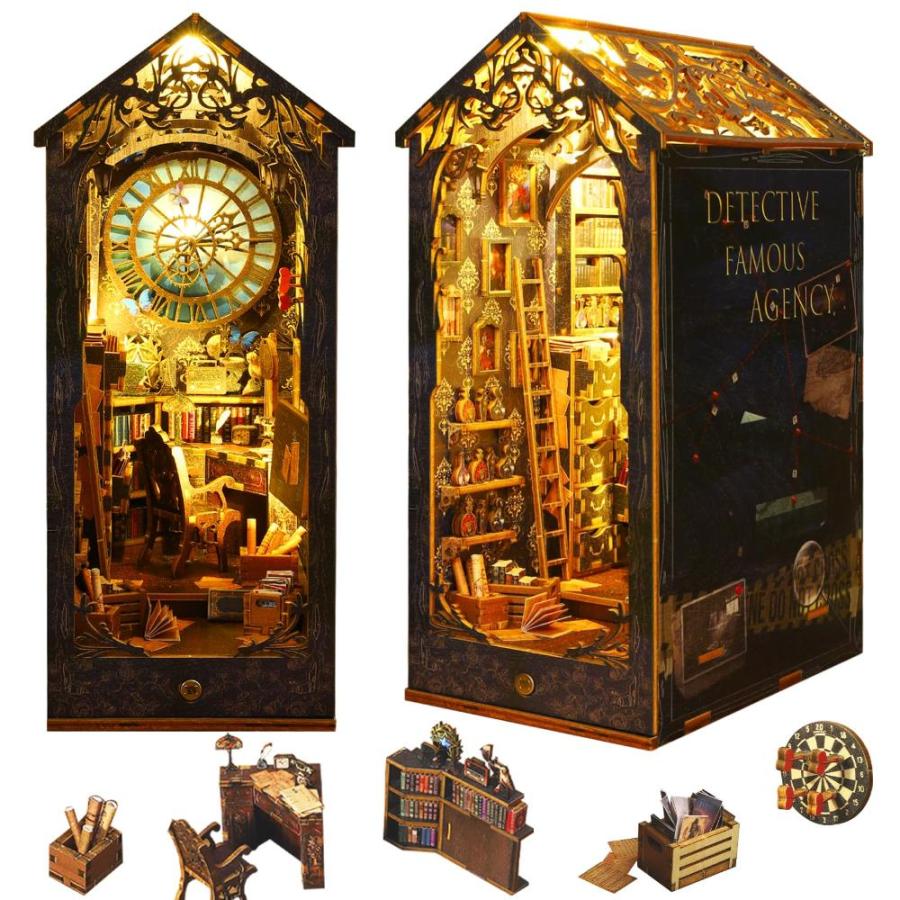 DIY ブックヌークキット 本棚挿入装飾 ミニチュアジオラマキット 3D