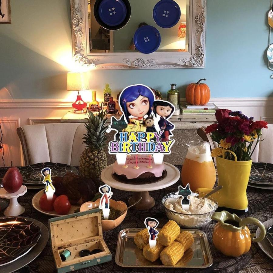 Coraline ケーキデコレーション ハロウィンケーキトッパー1個付き 37個 かわいいカップケーキトッパー 女の子の誕生日パーティーデコレーション｜tactshop｜04