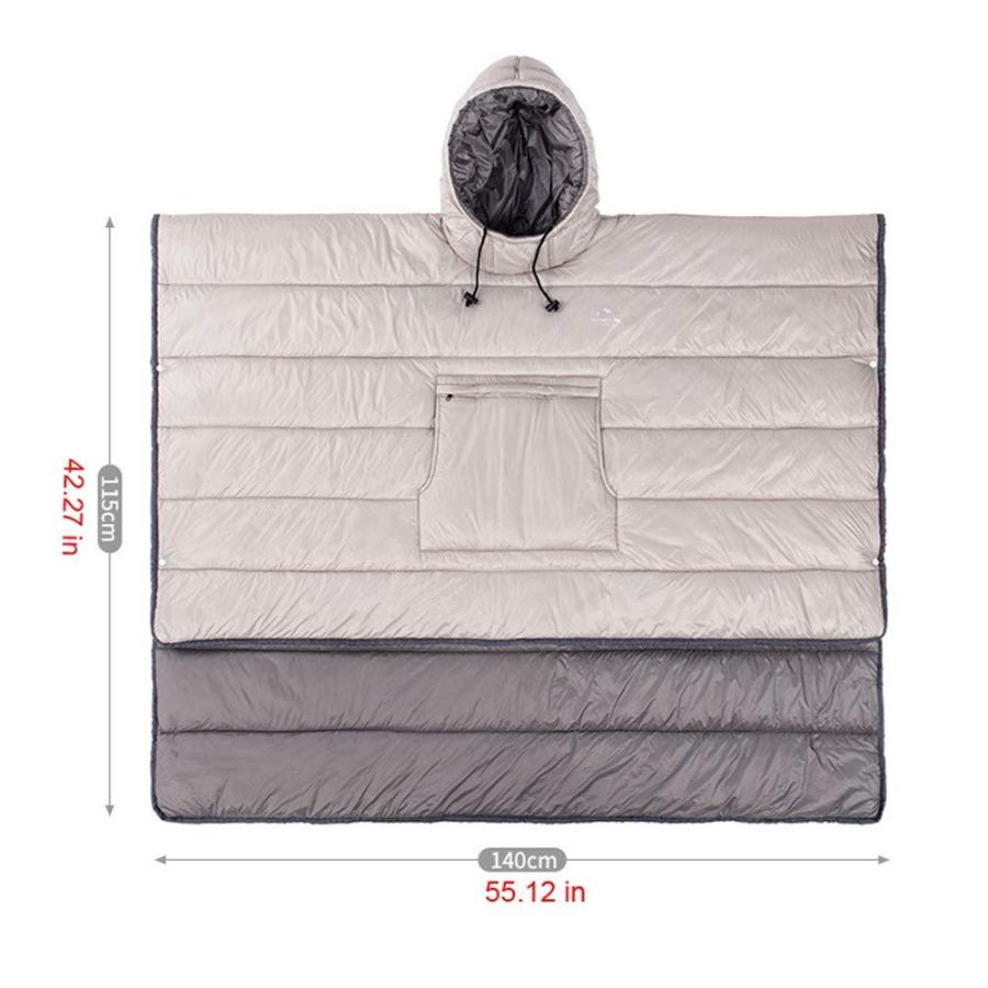 保温ポンチョ ウェアラブルフード付きブランケット - 封筒 軽量