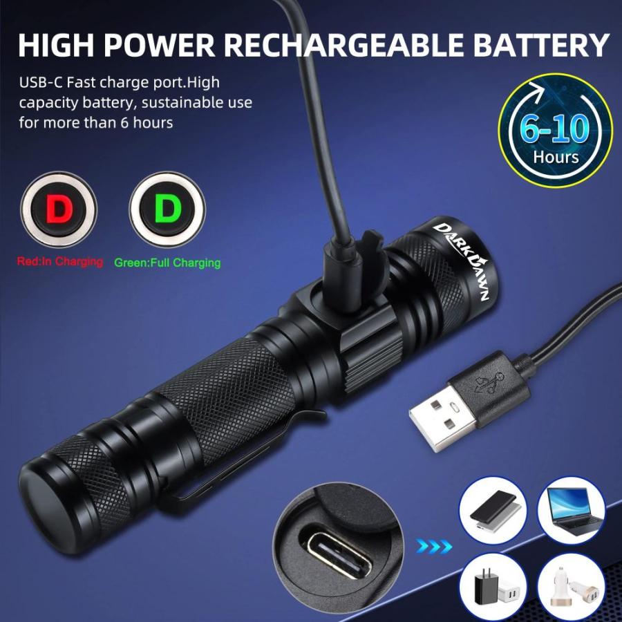 DARKDAWN UV懐中電灯 395nm ブラックライト USB充電式紫外線LED