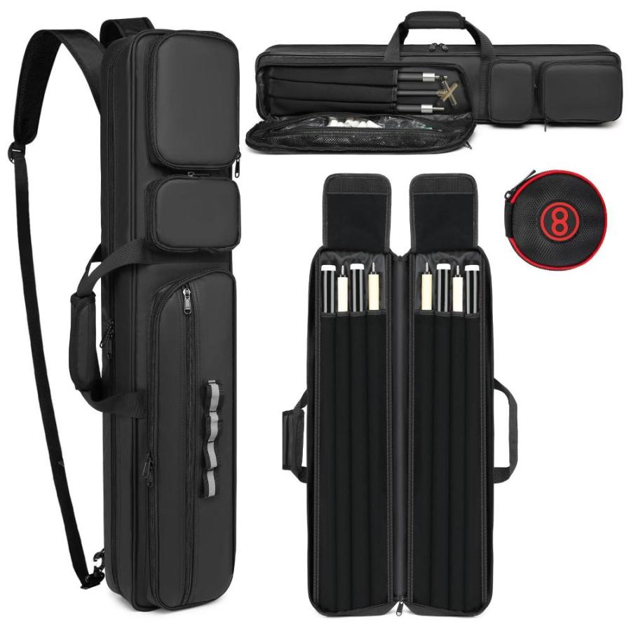 プールキューケース 4 x 4隠しバックパックストラップ付きプール