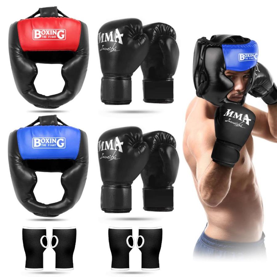 Everlast Boxing Headgear & Gloves - Sparring Safety Head Guard for