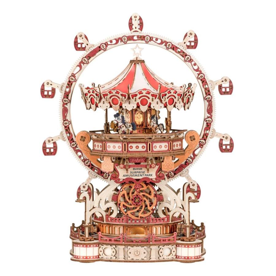 Apaeoflオルゴール DIY 手作り夢デザートハウスビルディングブロック組み立てかわいい女の子の誕生日ギフト 3Dパズルオルゴール木製オルゴールDIYハンドメイドほぞ穴とほぞビルディングブロックオルゴール大人用オルゴール