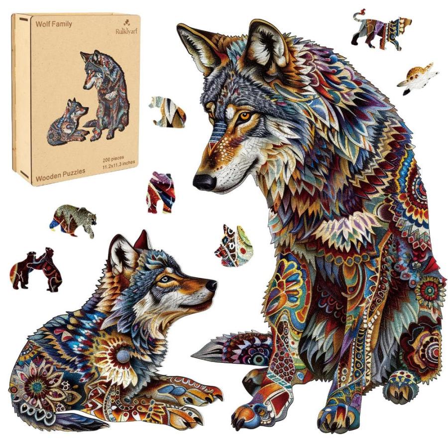 並行輸入品】Ruikiyart 木製パズル 大人用 5mm 200ピース オオカミの