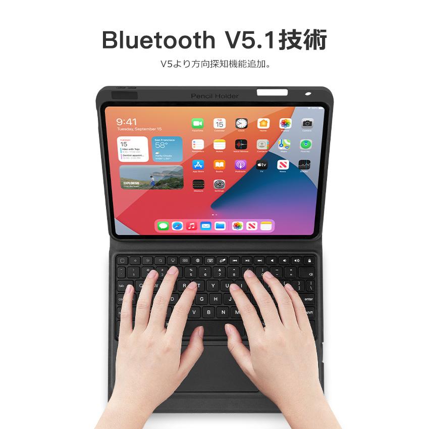 最新タッチパッド搭載 iPad Air 10.9インチ iPad 第9世代 10.2インチ iPad 11インチ iPad Bluetooth5.1 キーボード ケース ペン収納 US配列 |  | 05