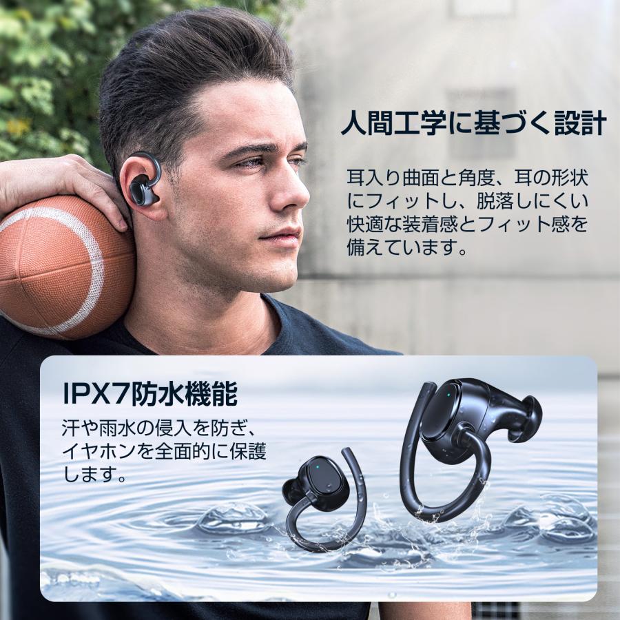 ワイヤレスイヤホン 最先端 Bluetooth5.3 Bluetooth イヤホン ヘッドホン 耳掛け式 Hi-Fi高音質 IPX7防水 Type-C急速充電 片耳 両耳 LEDディスプレイ マイク付き |  | 05
