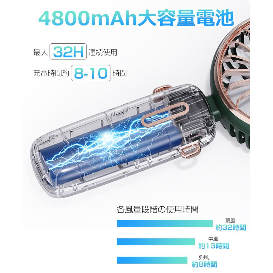 USB扇風機 手持ち 卓上扇風機 首掛け風機 強力 ミニ扇風機 ハンディファン 静音 小型 携帯扇風機 ミニファン 4800mAh大容量 3段階風量 32時間連続稼動 |  | 12