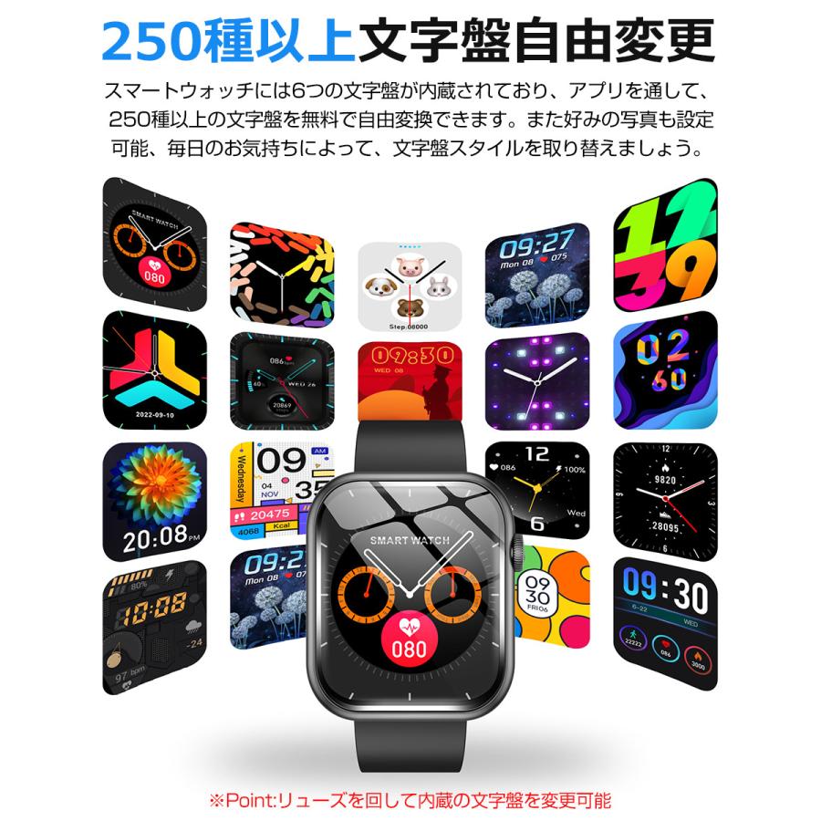 スマートウォッチ 通話 血中酸素 1.96インチ大画面 音楽再生 心拍 歩数 健康管理 リストバンド ランニングウォッチ 腕時計 着信通知 IP67防水 QX7 Pro |  | 11