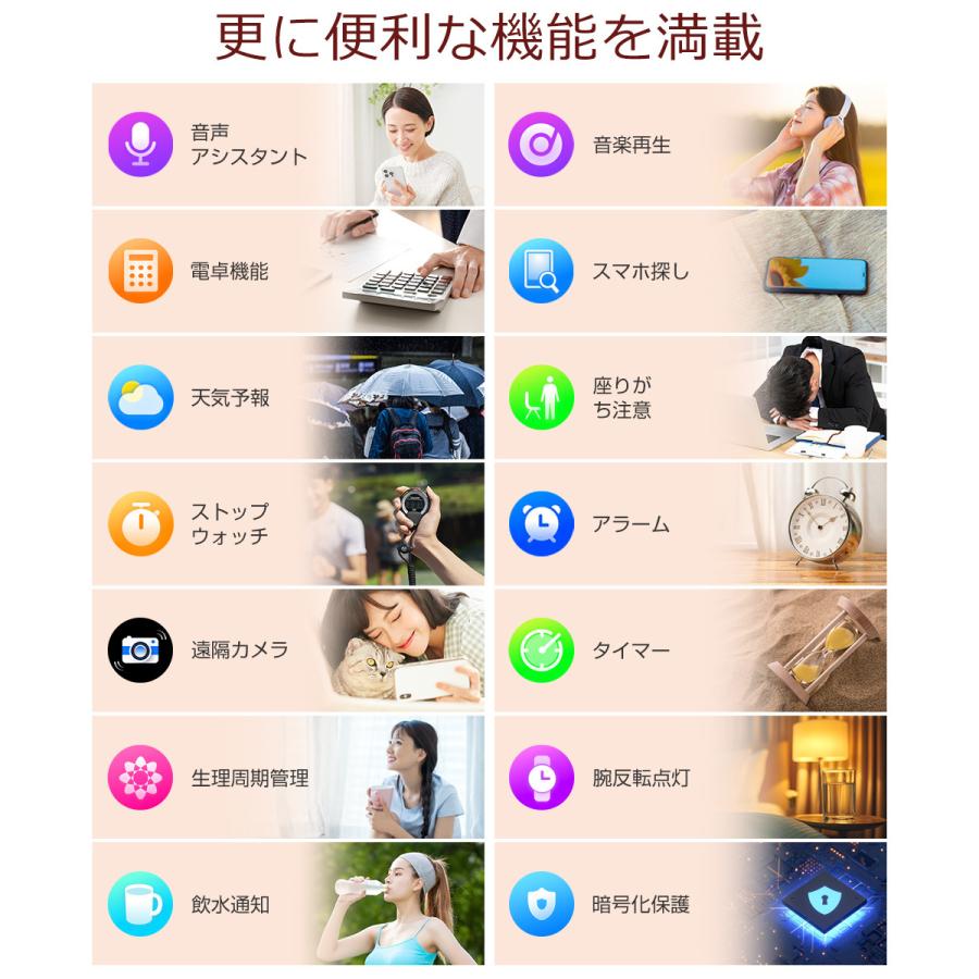 スマートウォッチ  Bluetooth通話 1.27インチ大画面 血中酸素 心拍 歩数 カロリー スマートブレスレット 健康管理 腕時計 着信通知 IP68防水リストバンド 新QS80 |  | 13
