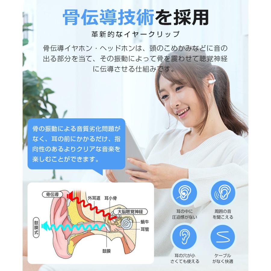 骨伝導 イヤホン ワイヤレスイヤホン Bluetooth イヤホン ヘッドホン 耳掛け式  耳クリップ型 ブルートゥース Hi-Fi高音質  軽量通話 iPhone Android 対応 |  | 08