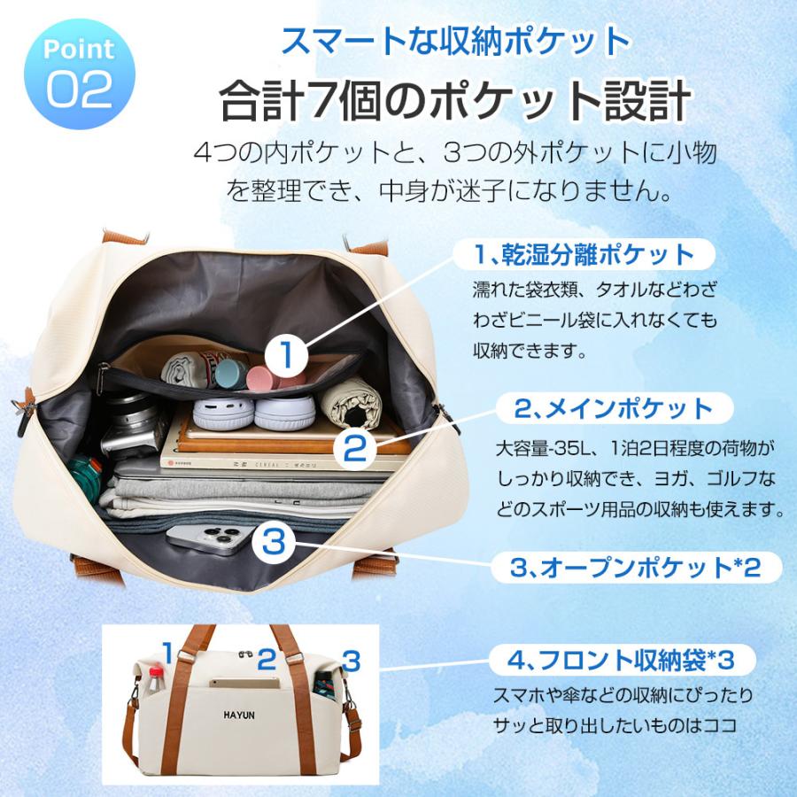 【7つポケット】ボストンバッグ レディース メンズ 4WAY 旅行バッグ カバン 大容量 キャリーオンバッグ スポーツバッグ 修学旅行 乾湿分離 機内持ち込み |  | 12