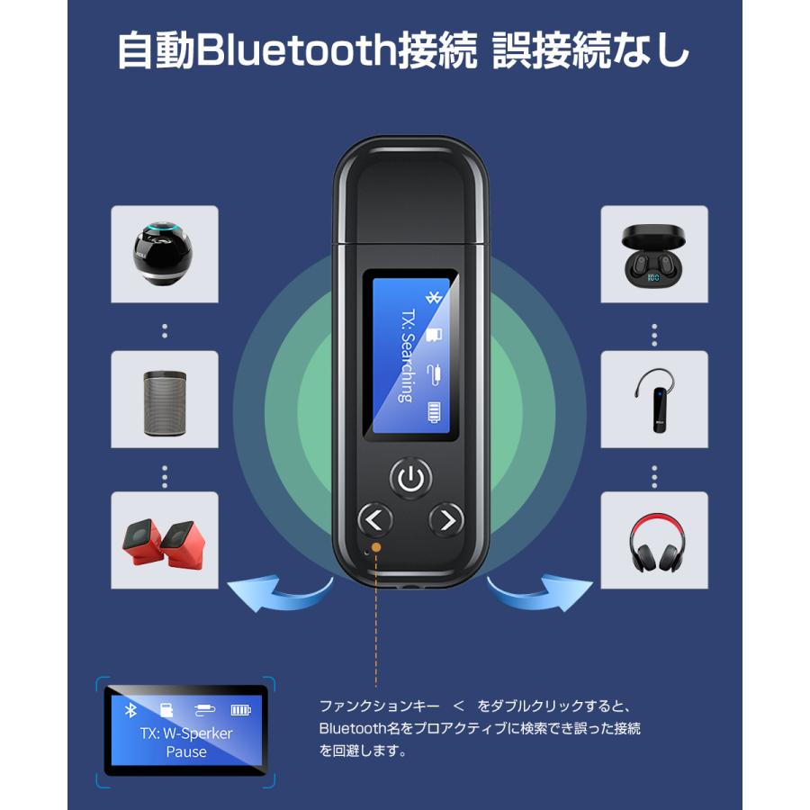 トランスミッター レシーバー Bluetooth 5.3 一台4役 LCDディスプレイ付き 送信 受信 TFカード再生 カードリーダ ハンズフリー ナビゲーション放送 低遅延 |  | 06
