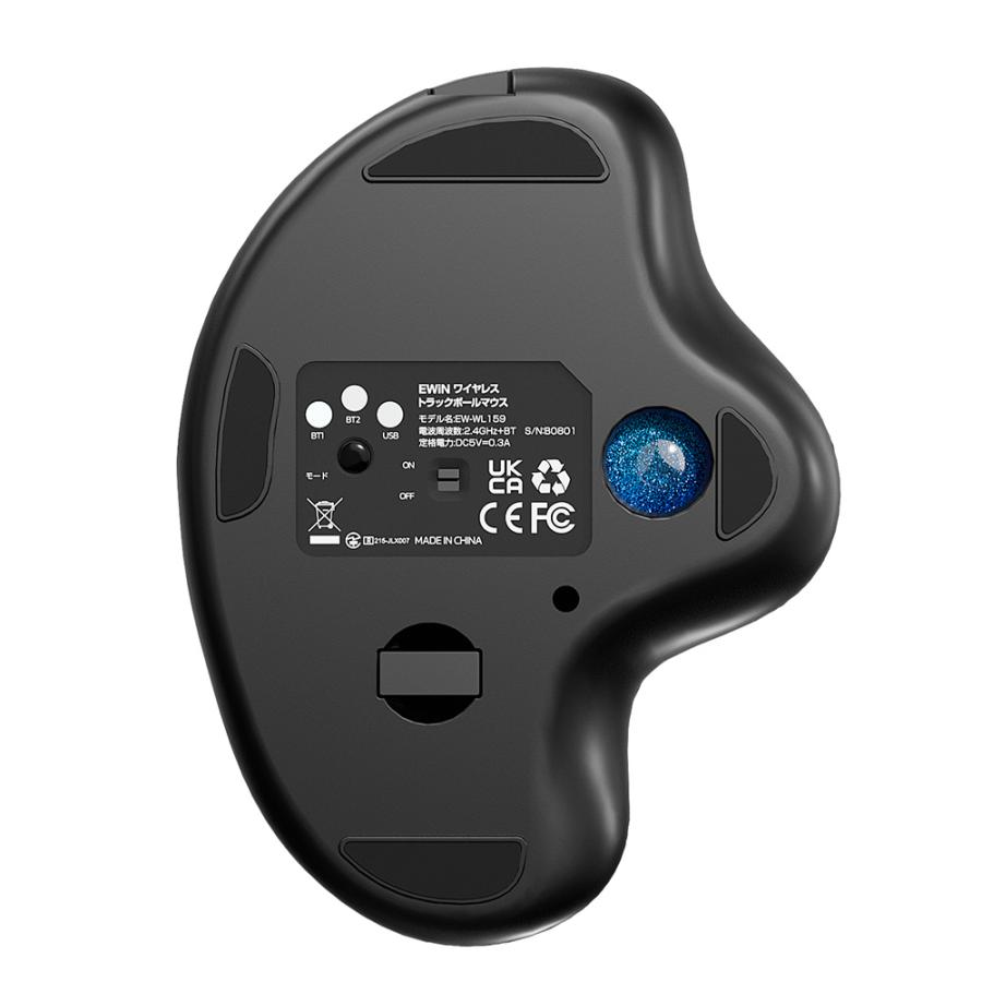 トラックボール ワイヤレスマウス Bluetooth+2.4GHz ボール ダブルモード3台同時接続 瞬時接続 トラックボールマウス Type-C充電式  無線マウス 親指 静音 |  | 09