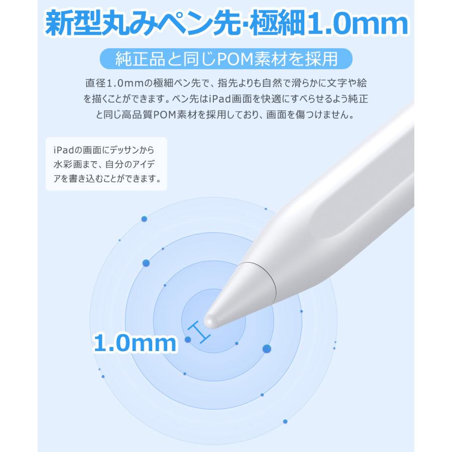 【交換ペン先4個付き】iPad タッチペン スタイラスペン 残量表示 iPad ペンシル iPad Air iPad Pro デジタルペン 傾き感知 パームリジェクション 誤動作防止 |  | 11