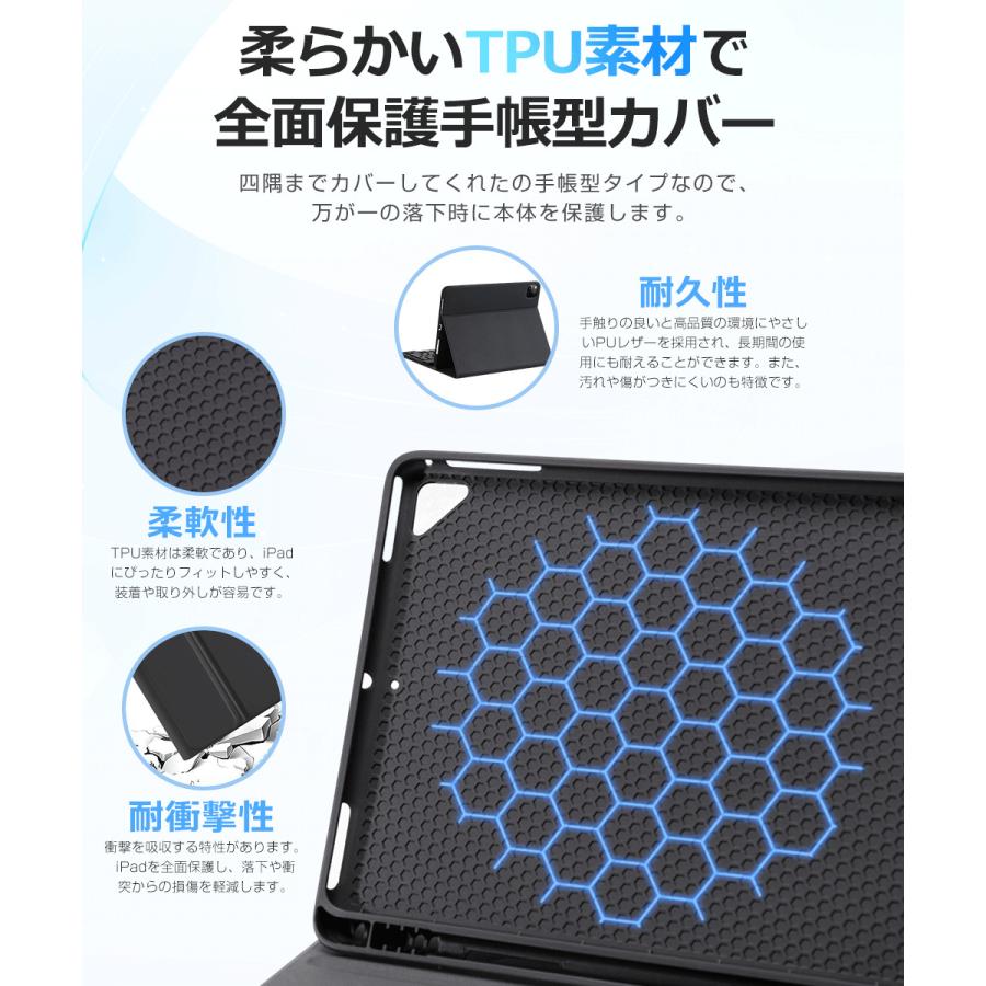 iPad A16 iPad 第10世代 10.9インチ キーボードケース 第9世代 10.2インチ iPad Air M2 M3 11インチ M4 M5カバー着脱式 日本語配列 Bluetooth キーボード | EWIN | 07