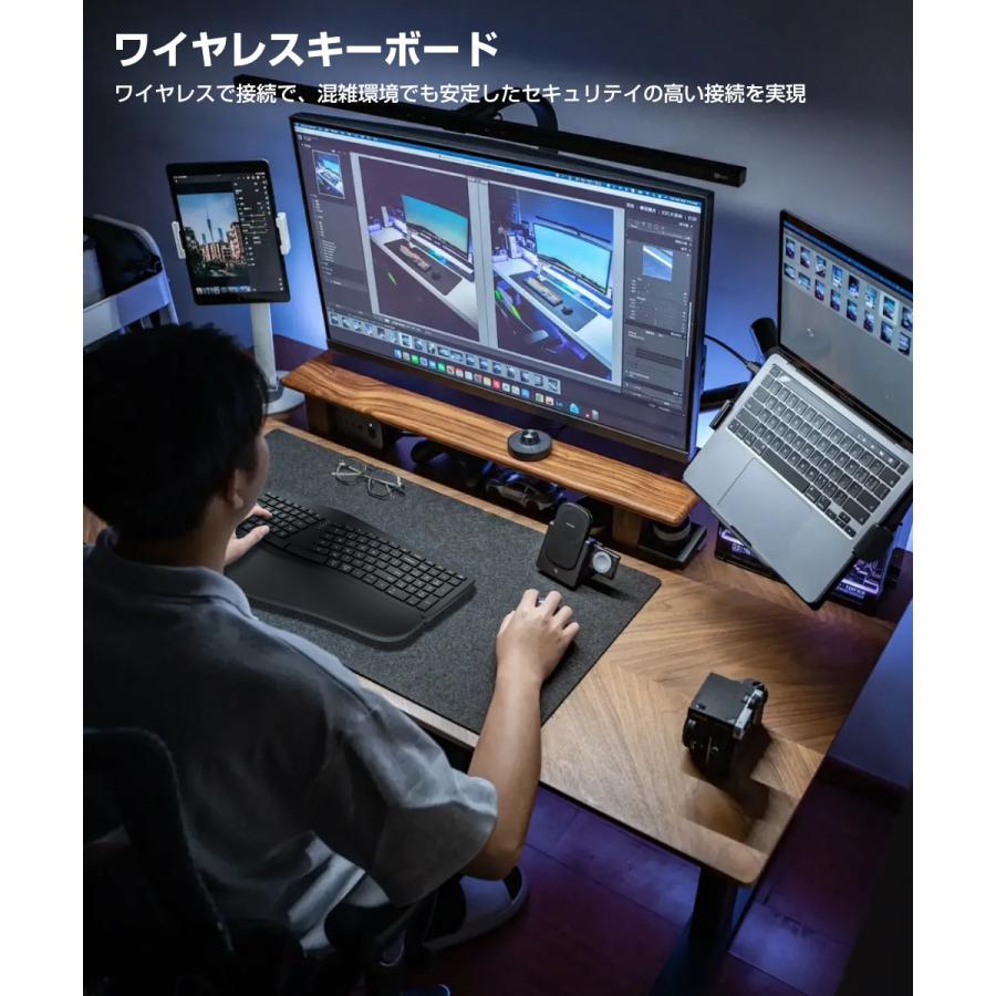 エルゴノミクス キーボード Bluetooth 2.4Ghz+Bluetooth両対応