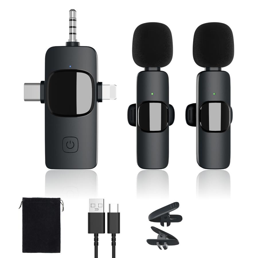SYNCOD P2S Androidワイヤレスピンマイク 2個セット 2人使用可 2個セット】ワイヤレスマイク ピンマイク 2人同時使用