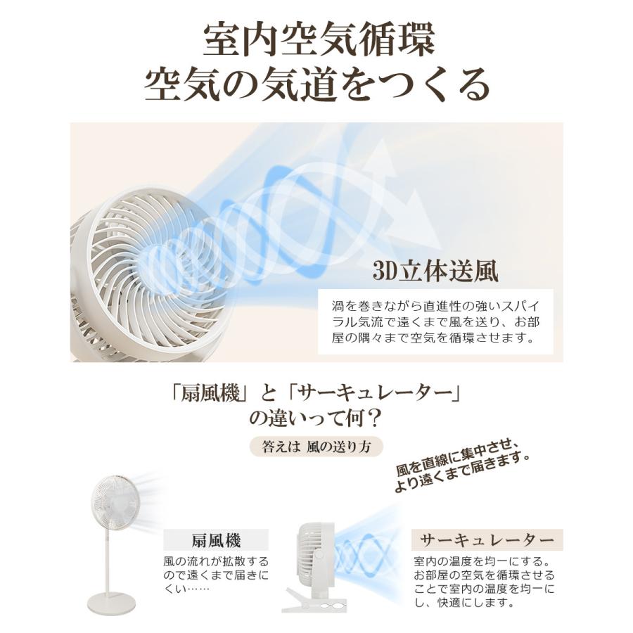サーキュレーター 扇風機  クリップ USB扇風機 強力 卓上 DCモーター 扇風機 ベビーカー 携帯扇風機 4階風量 720°角度調整 Type-C 冷房 暖房 空気循環 |  | 07
