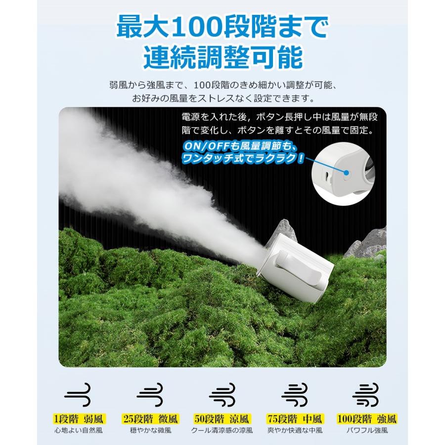 腰掛け扇風機 強力 100段階風量 首掛け扇風機 ストラップ付き ベルトファン LEDデジタル表示 USB扇風機 静音 手持ち扇風機 Type-C充電式 卓上扇風機 携帯扇風機 |  | 09