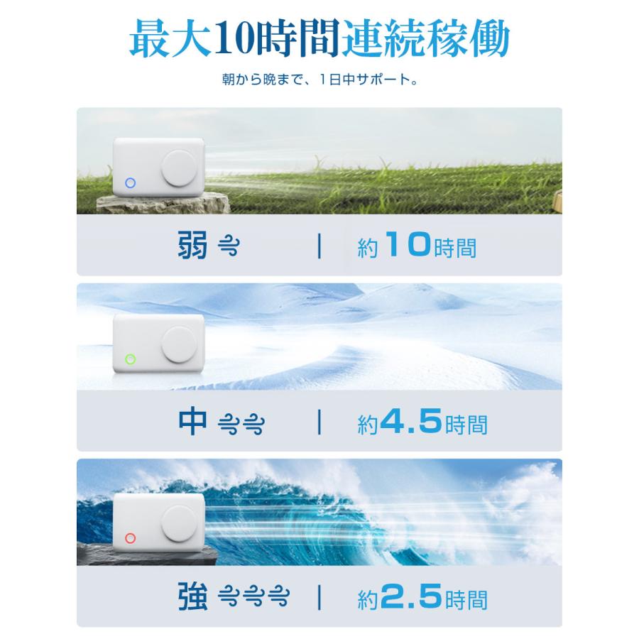 腰掛け扇風機 強力 首掛け扇風機 ストラップ付き USB扇風機 クリップ式 静音 手持ち扇風機 Type-C充電式 卓上扇風機 3段階風量 携帯扇風機 ミニファン |  | 12